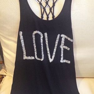 Black Forever 21 Love Tank Top Small